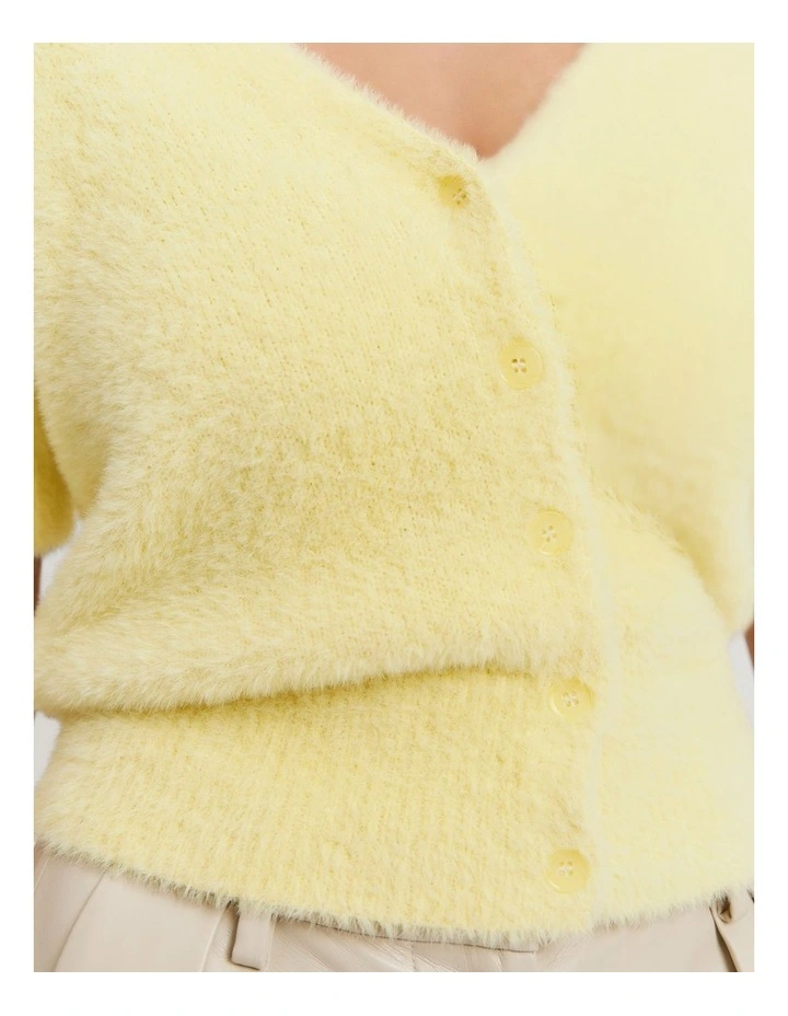 Fluffy V-neck Knit in Lemon Sorbet
