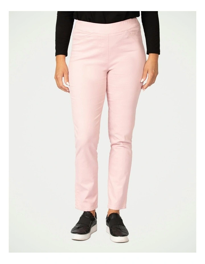 Suzy Stretch Long Pull On Jeans in Pink