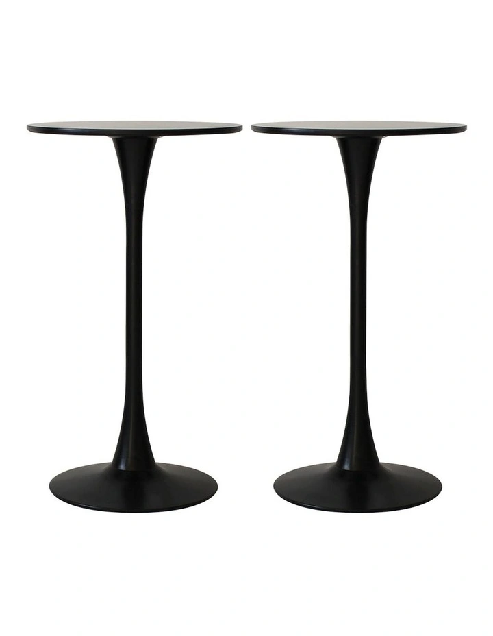 Round Metal Base Bar Table x2 in Black