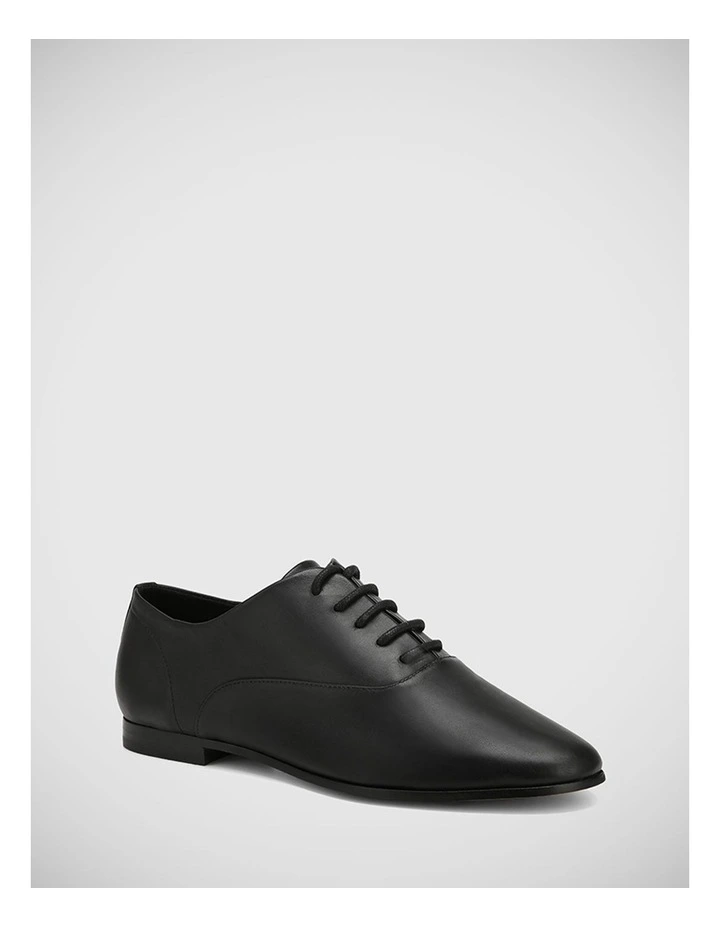 Alanna Leather Lace Up Flat in Black