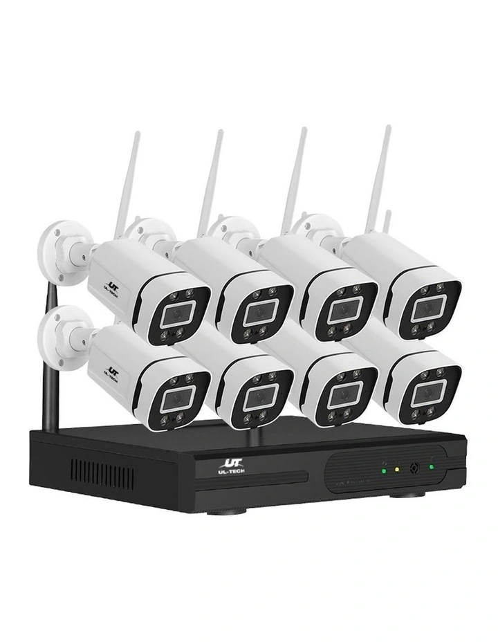 UL-tech 3MP Wireless CCTV Security System 8hannel 8 Camera in White