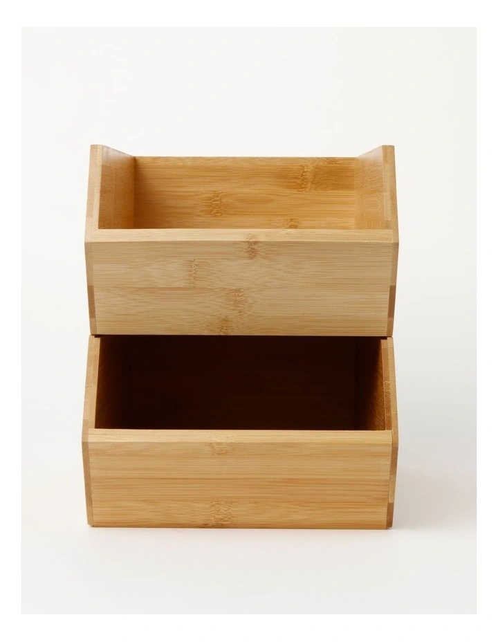 Stackable Crate 2 Piece Set 30x20x12.7cm in Bamboo