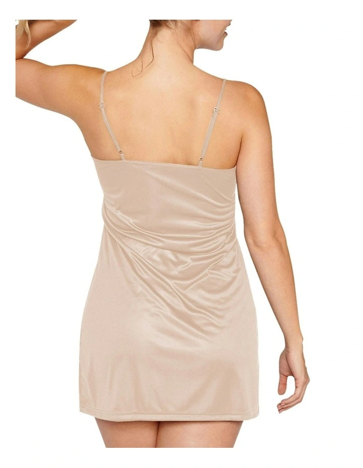 Spaghetti Strap Underskirt Lingerie Slip Dress in Light Beige