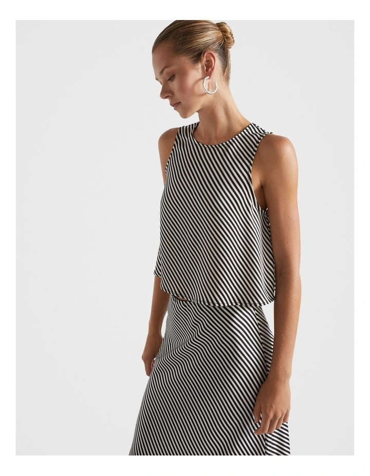 Diagonal Top in Black Stripe