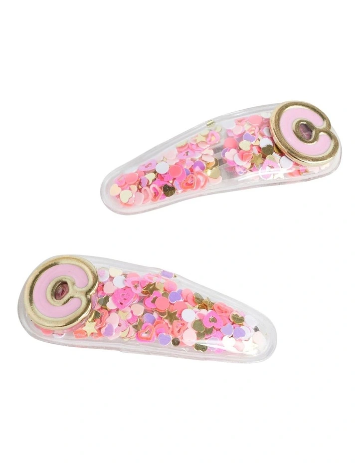 Initial "C" Confetti Snap Clips in Multi