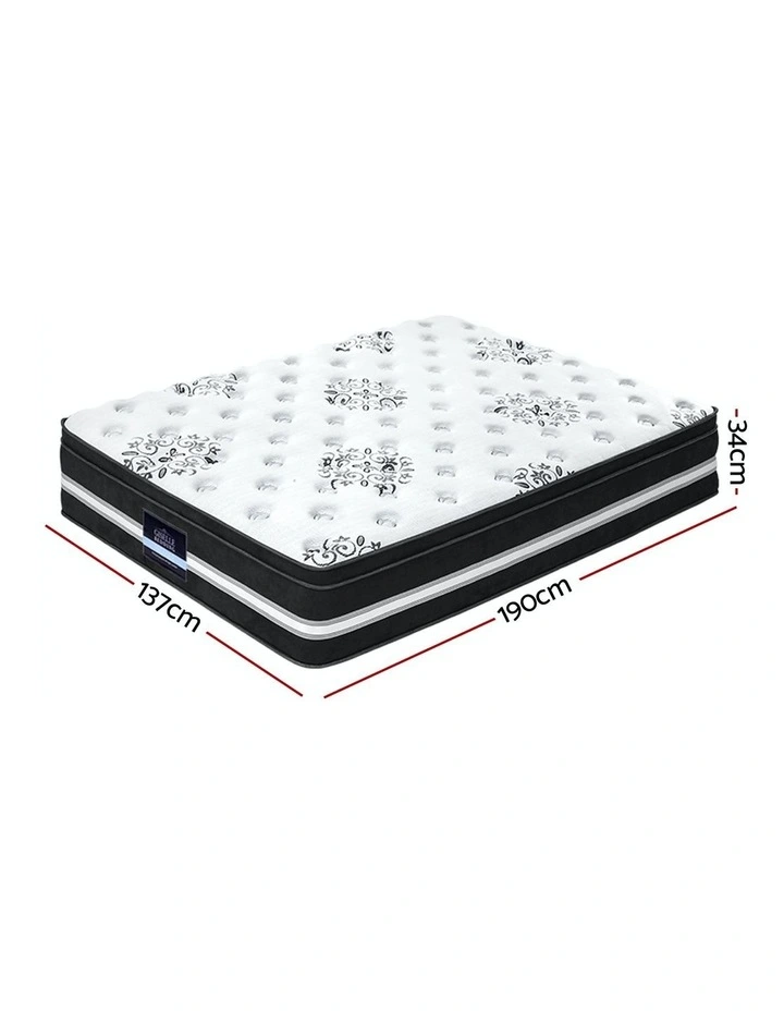 Euro Top Cool Gel Layer Pocket Spring Double Mattress in Black And White