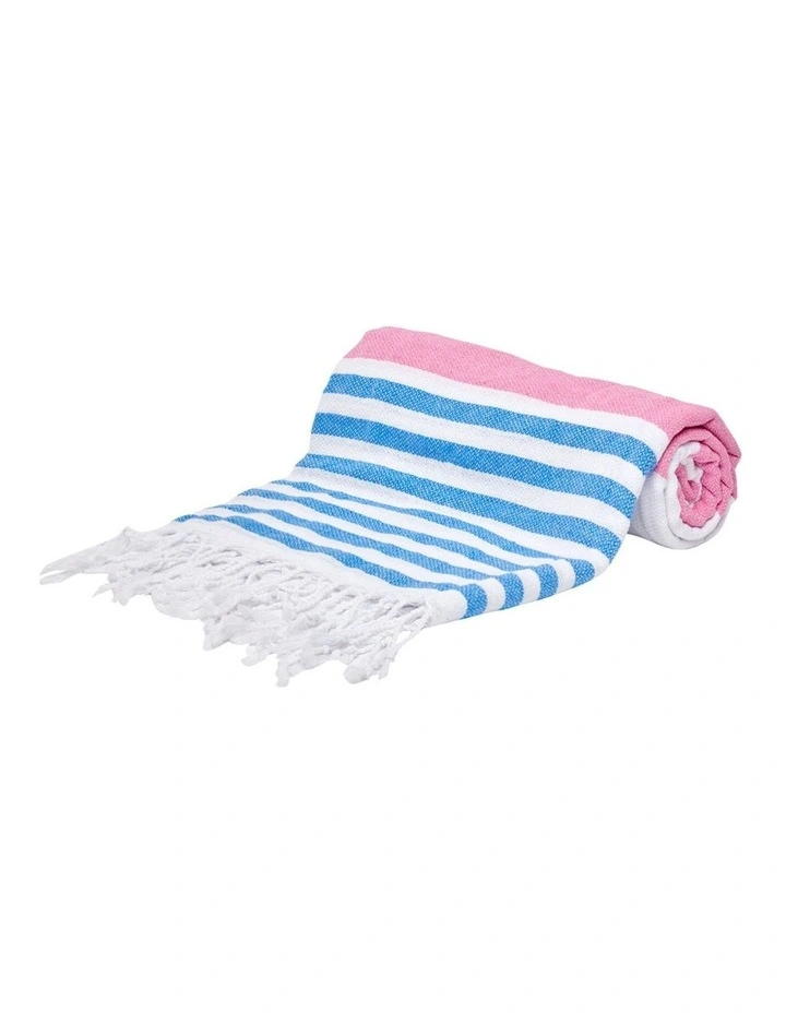 Thin Turkish Towel in Pink/Blue