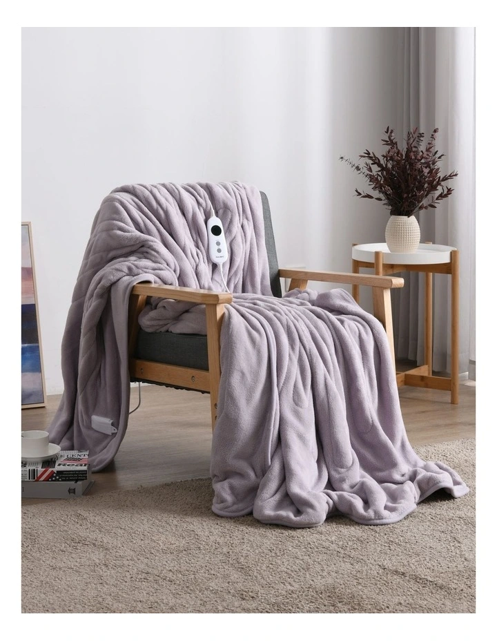 Coral Fleece Heated Throw in Lavendar
