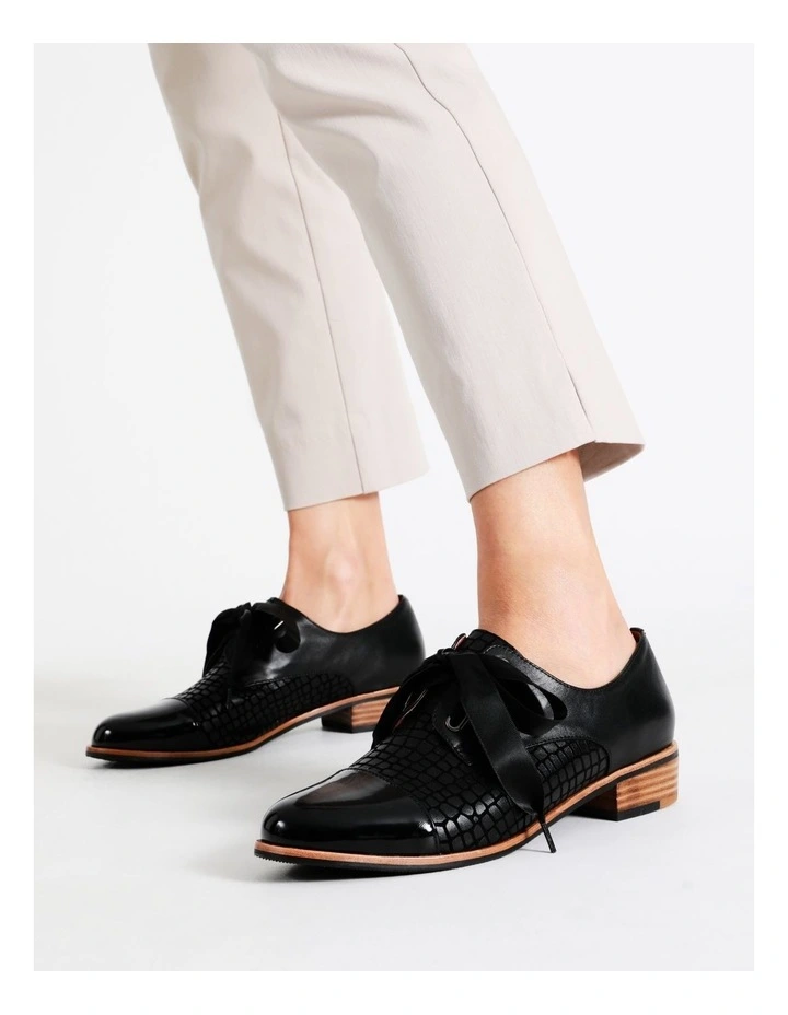Avril Black Lace-Up Brogues