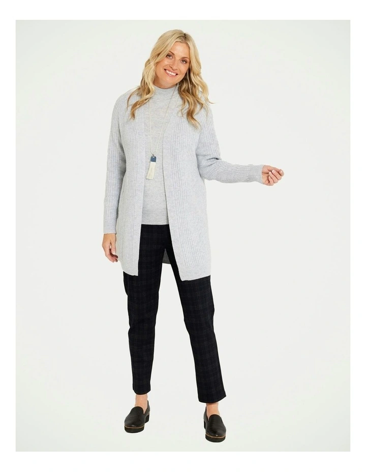 Longer E2E Rib Cardigan in Grey Marle