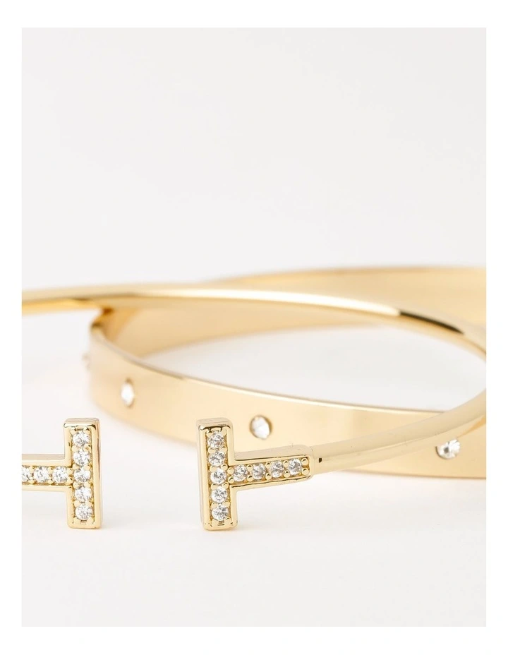 Diamante Multi Gold Bangle Set