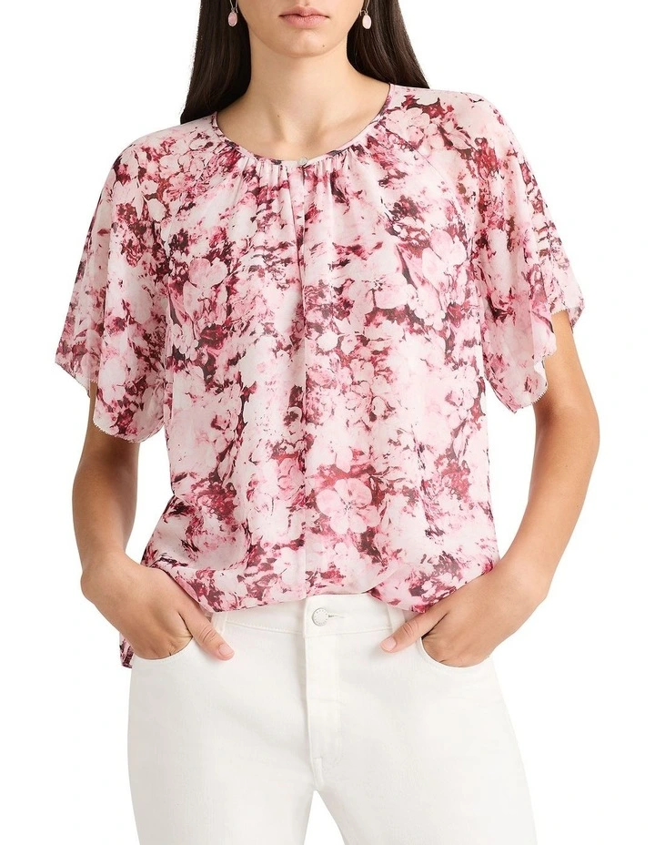 Lyrica Silk Blouse in Merlot Multi