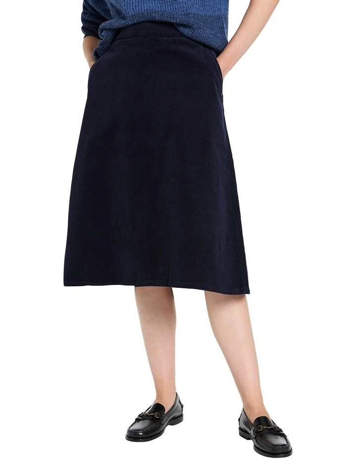 Vera A-line Cord Skirt in Navy