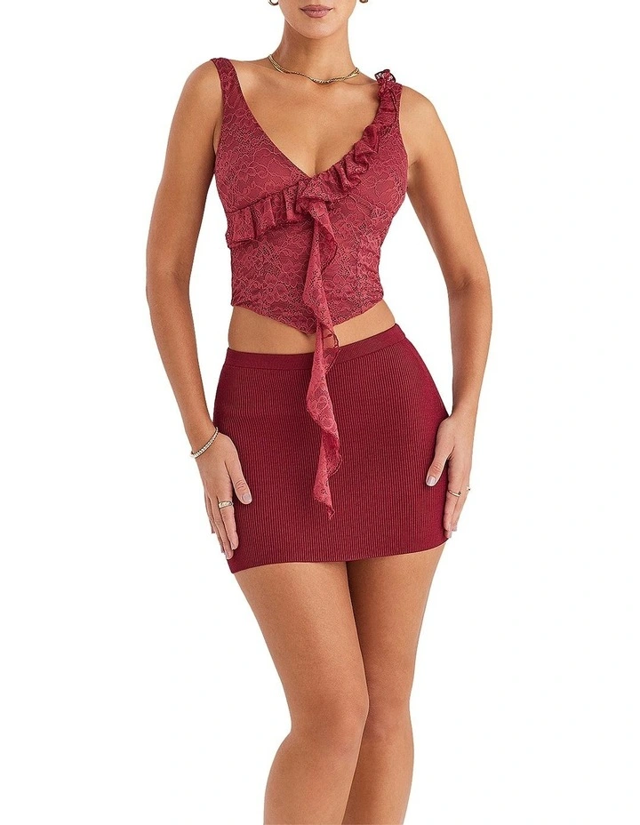 Lace Frill Top in Sangria