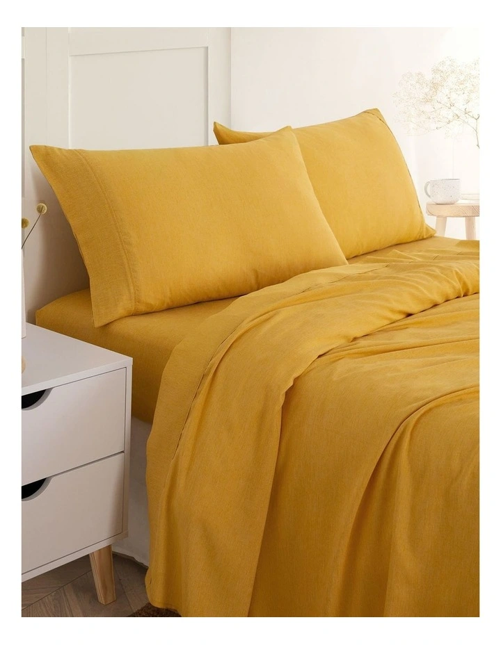 Luxury Linen Queen Sheet Set in Mustard