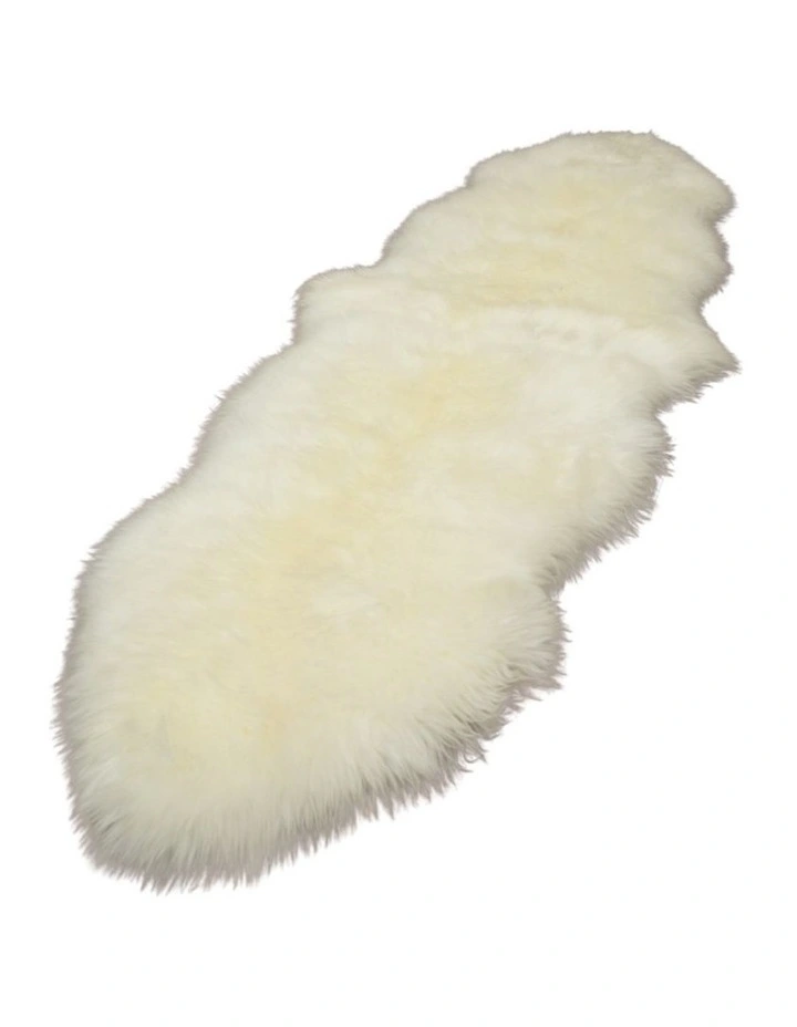 Long Wool Sheepskin Rug Double in Ivory