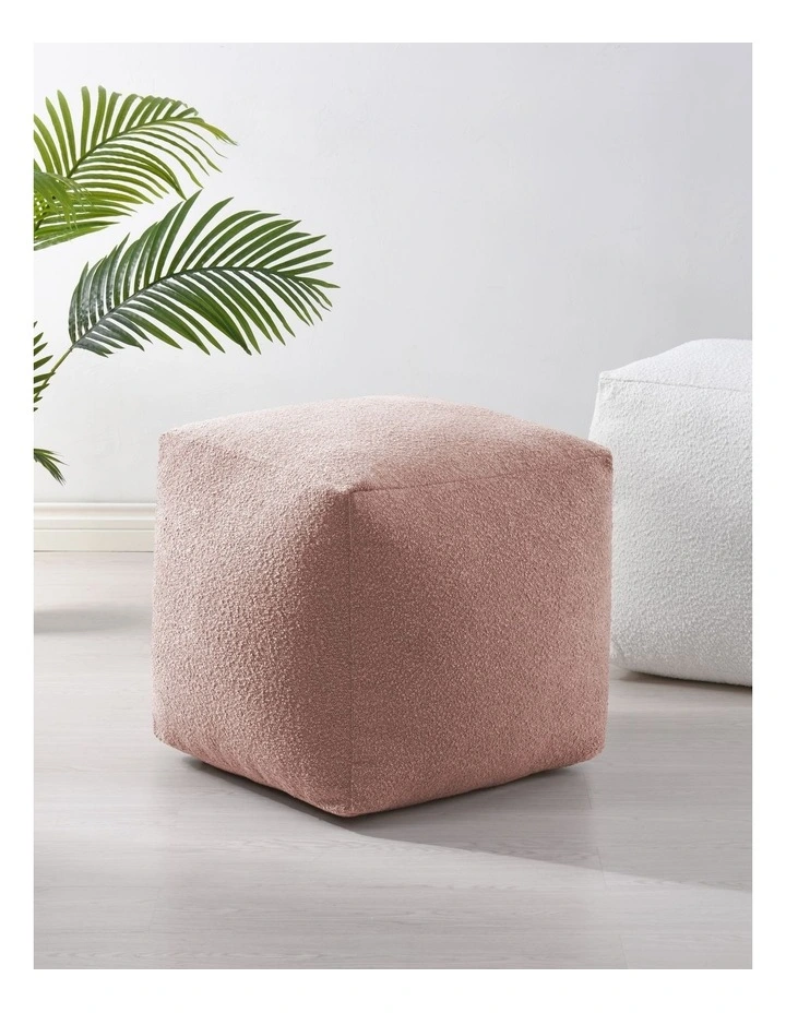 Blake Boucle Pouffe Cover 50x50x50cm in Blush
