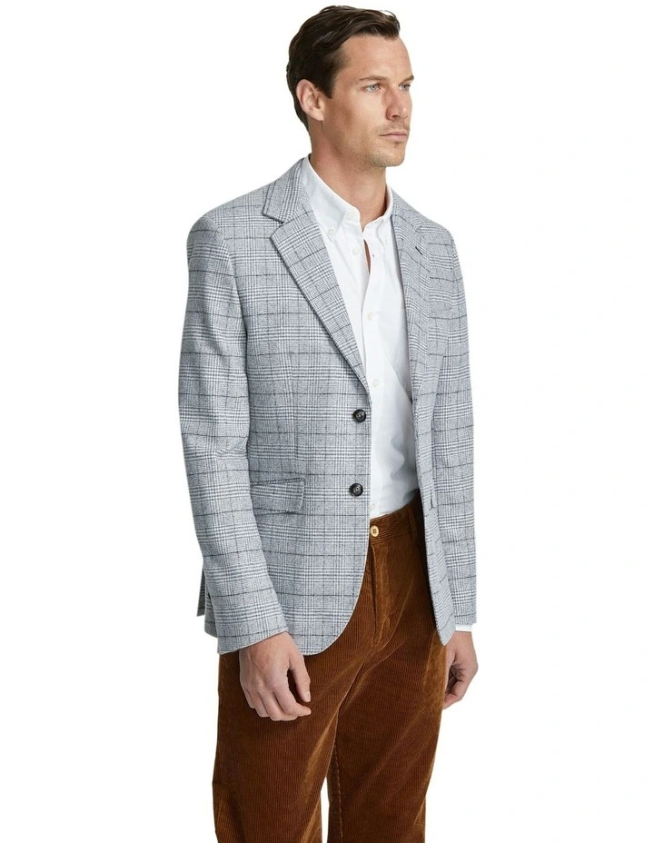 Blake Wool Blend Check Blazer in Grey