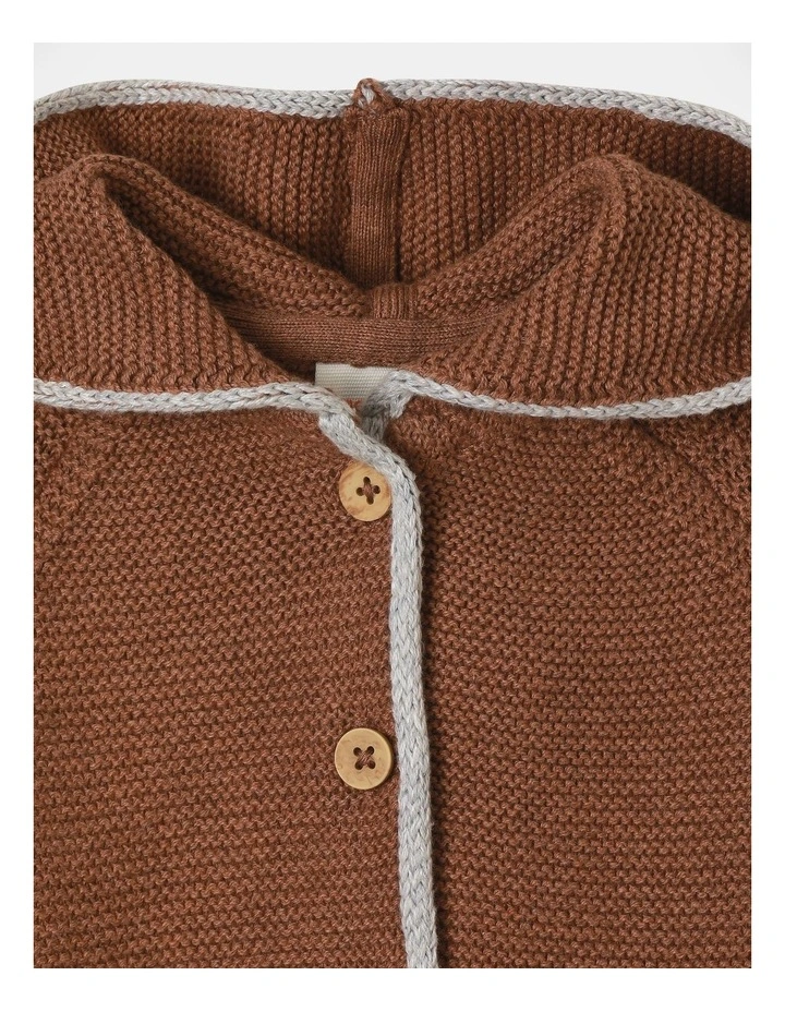 Milo Hooded Cardigan in Brown