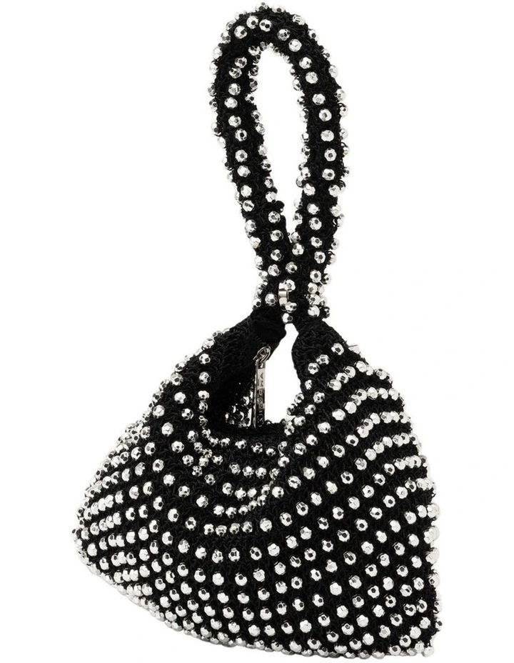 Tiana Dainty Beaded Bag in Black/Silver