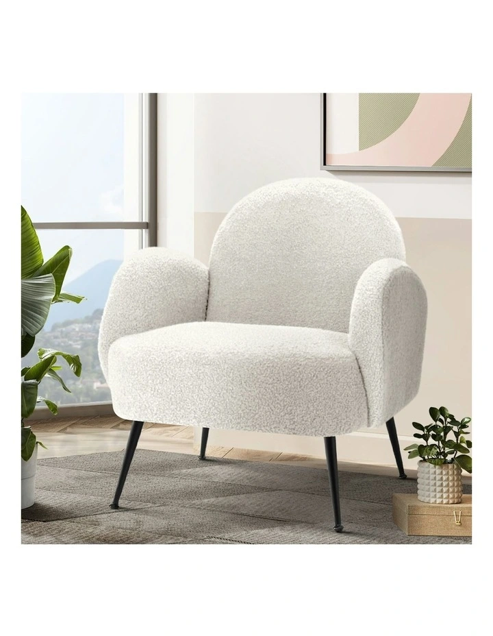 Sherpa Boucle Lounge Hanes Armchairs in White