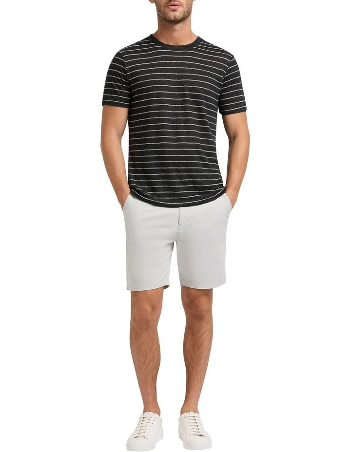 Brian Stripe Linen Tee in Black Stripe