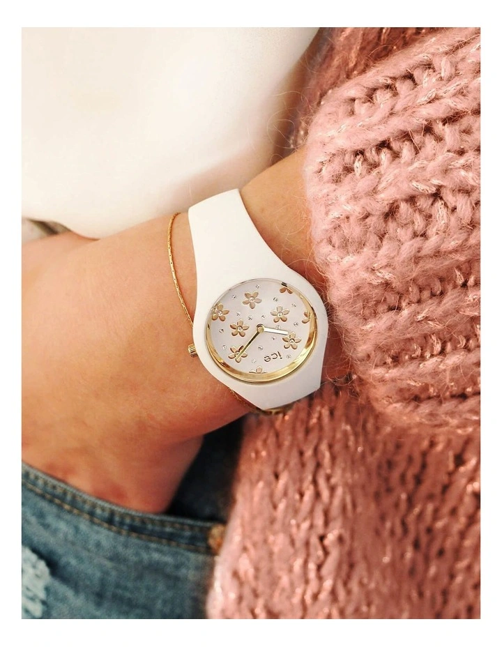 Ice Flower Precious Small White Silicone Quartz Watch