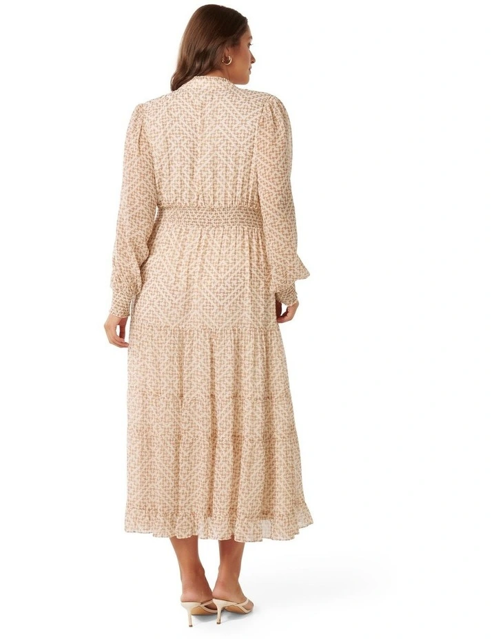 Kendra Long Sleeved Midi Dress in Brown