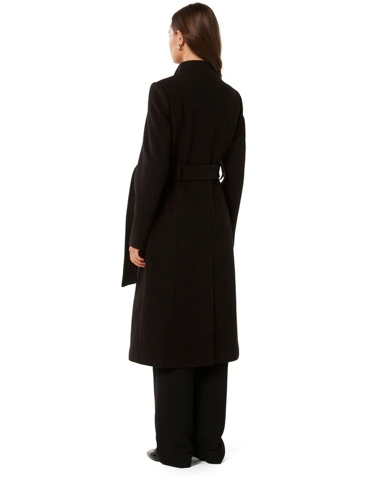 Ari Funnel Neck Coat in Black