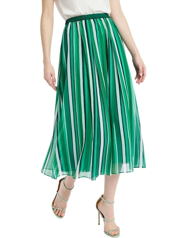 Stripe Out Midi Skirt in Green Stripe