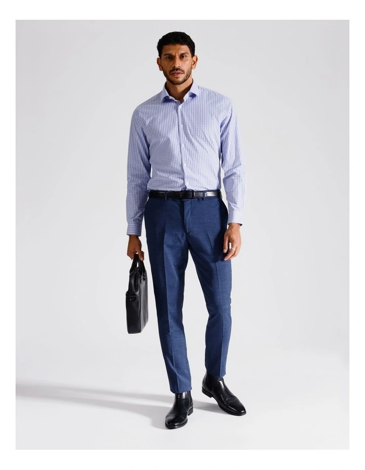 Slim Long Sleeve Shirt 2 Colour Large Check In Sky