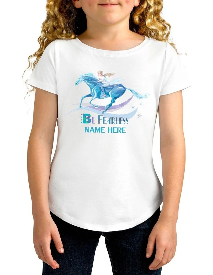 Girl's Frozen 2 Be Fearless Personalised Cotton T-Shirt