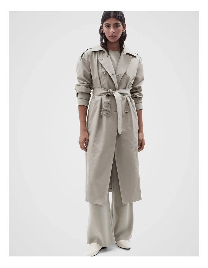 Cotton Trench Coat in Soft Khaki