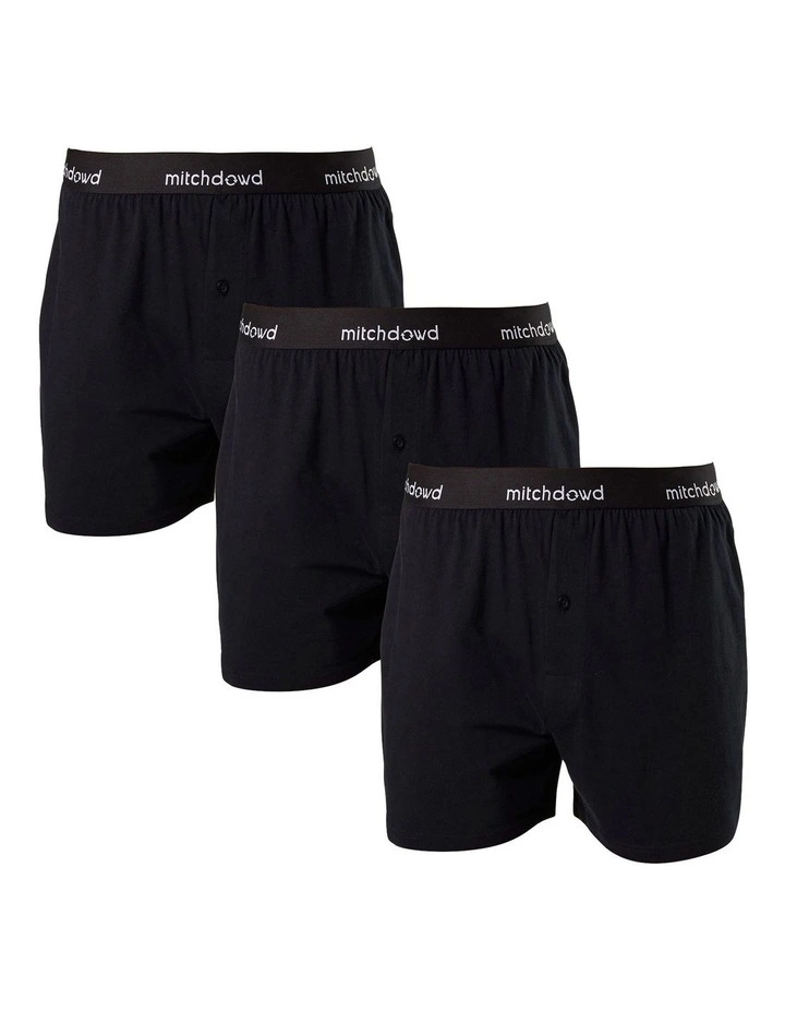 Loose Fit Knit Boxer Shorts 3 Pack in Black