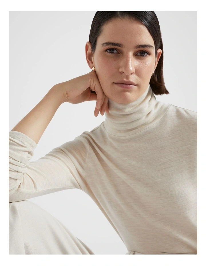 Babywool Roll Neck Top in Oat Marle