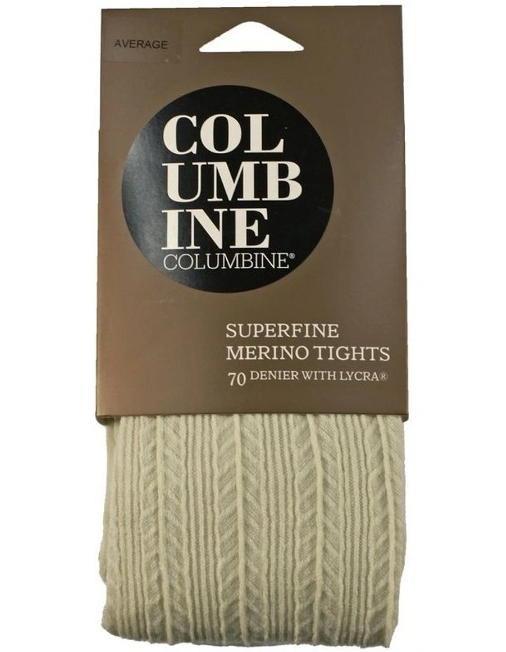 Superfine 70D Merino Cable Rib Tights in Ivory
