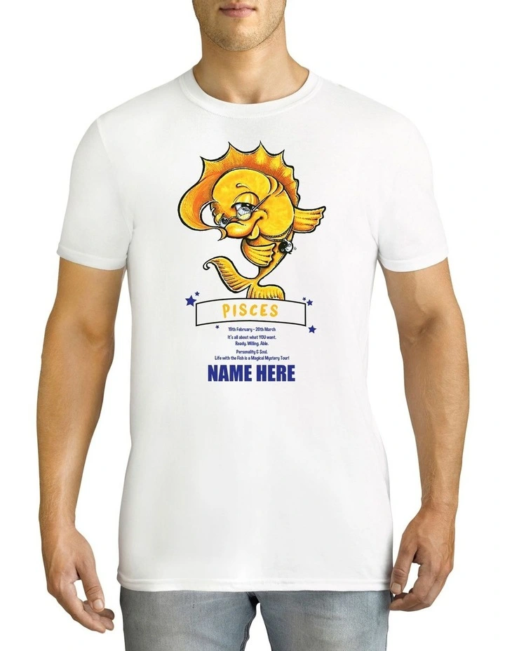 Men's Zodiac Pisces Personalised Cotton T Shirt