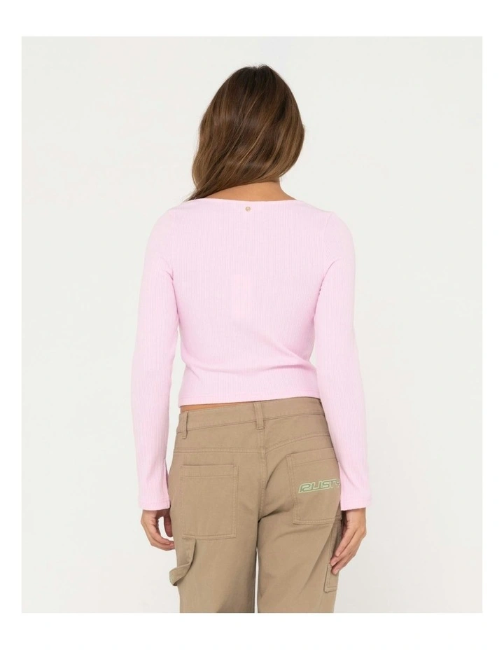 Scarlett Ribbed Long Sleeve Top in Pink