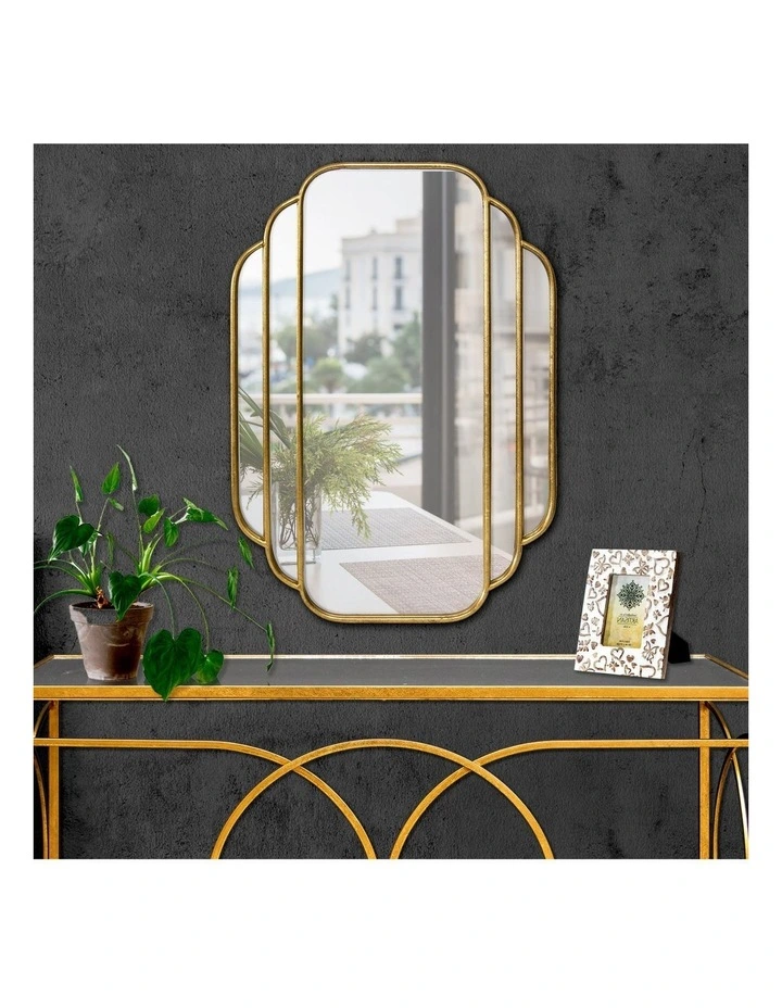 Art Deco Mirror in Distressed Gold