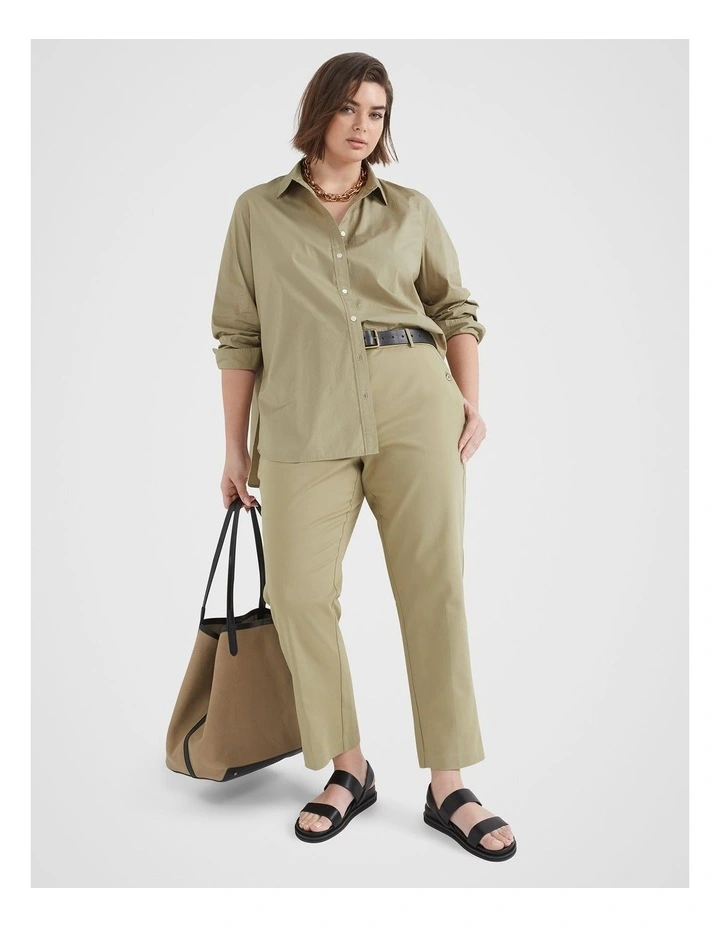 The Refined Stretch Cotton Trouser In Khaki