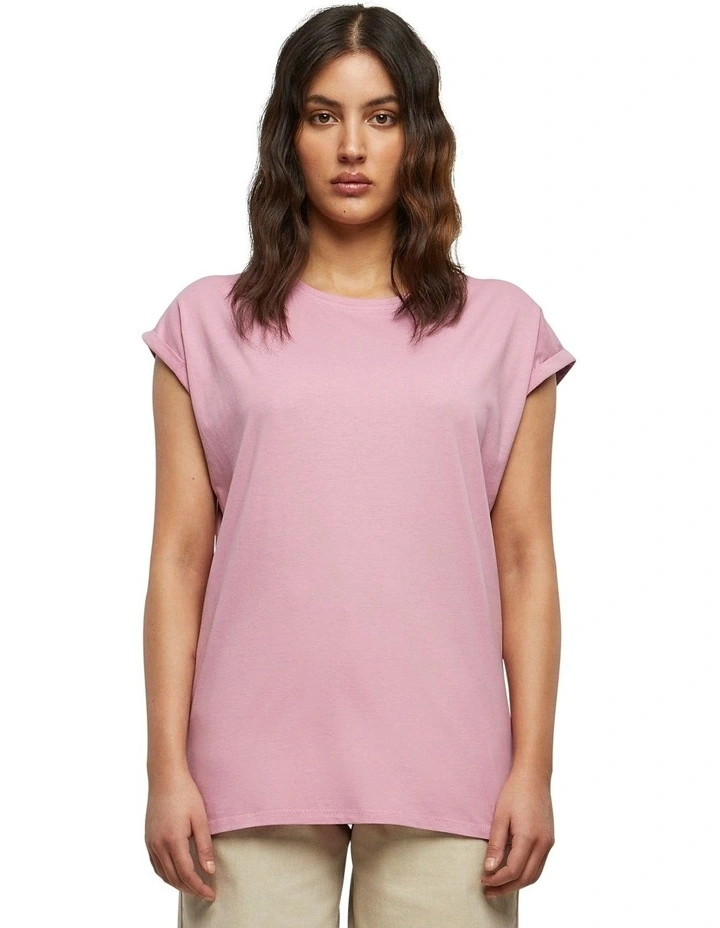 Extended Shoulder Tee in Cool Pink