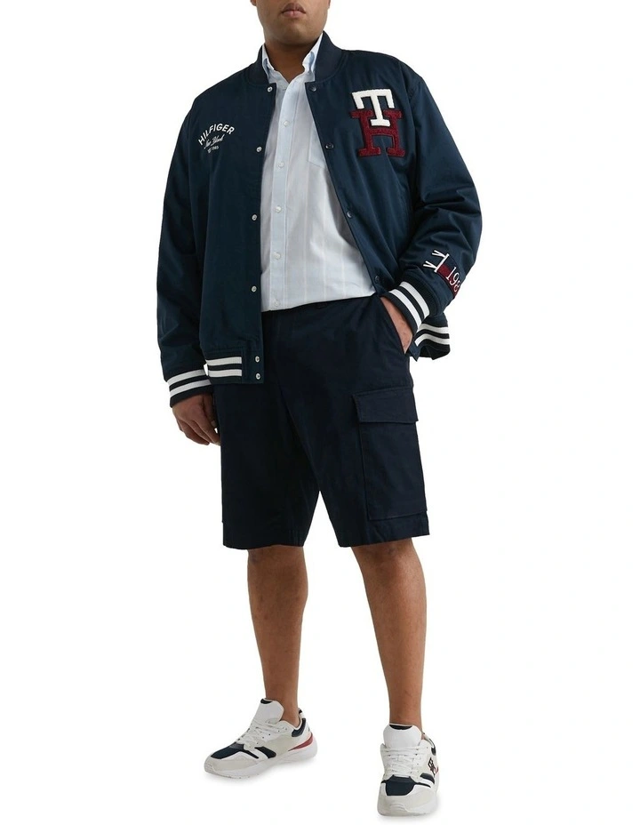 Big & Tall Twill Cargo Pocket Shorts in Blue