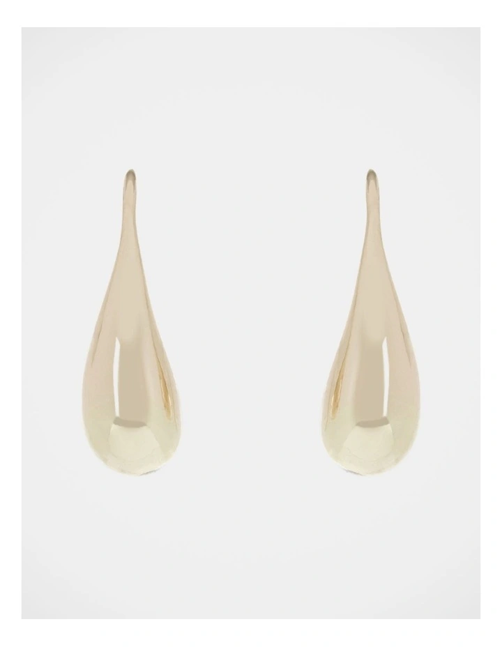 Polished Silver Fish Hook Gold Earrings