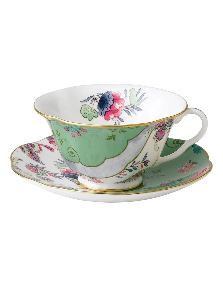 Butterfly Bloom Teacup & Saucer Set Green