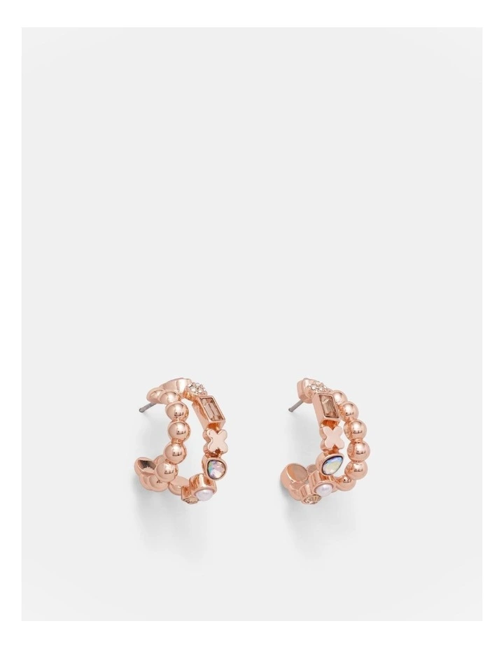Paradisal Double Hoop Earrings in Rose Gold