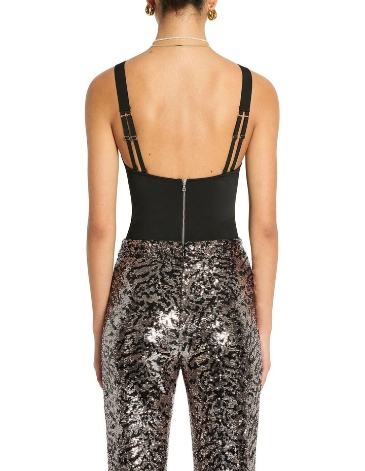Crazed Bodysuit in Black