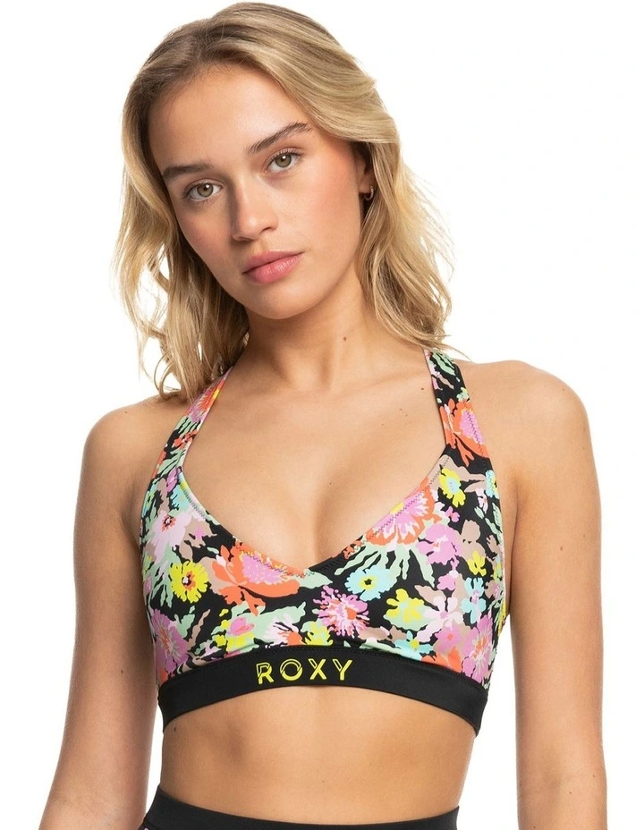 Active Bralette Bikini Top in Anthracite Floral Escape