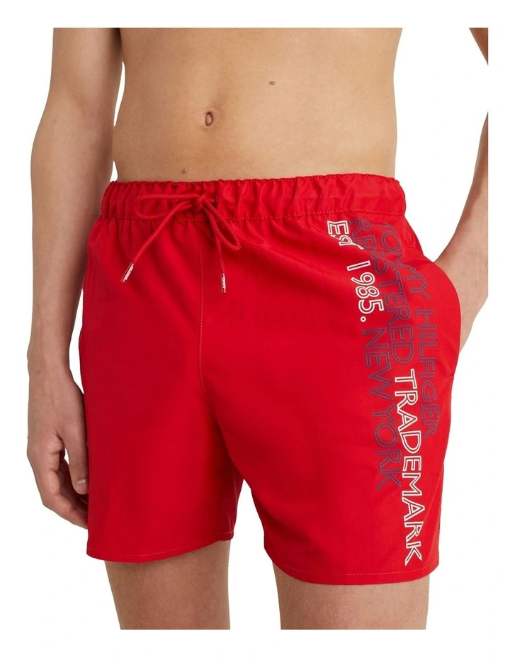 Placement Drawstring Swim Shorts in Red