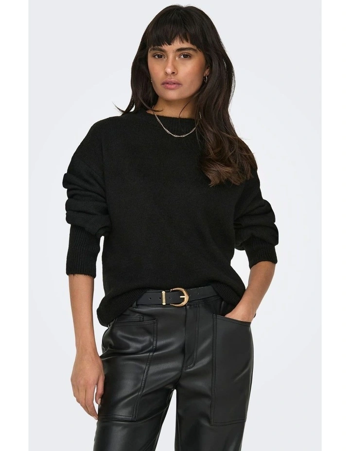 Jada Balloon Sleeve Knit Jumper in Black