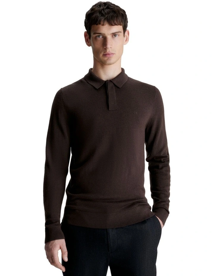 Merino Knit Polo Shirt in Green
